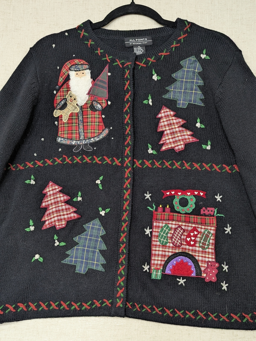 Vintage All Points XL Christmas Snap Button Embroidered Sweater